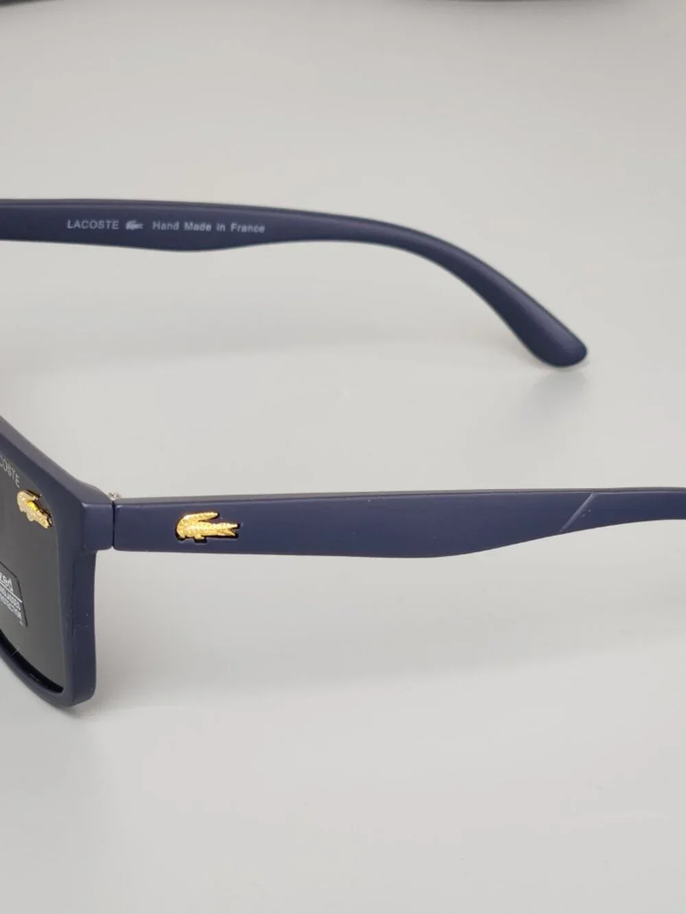 Lacoste Polarized Wayfarer Sunglasses Matte Navy Frame Dark Smoke Lens